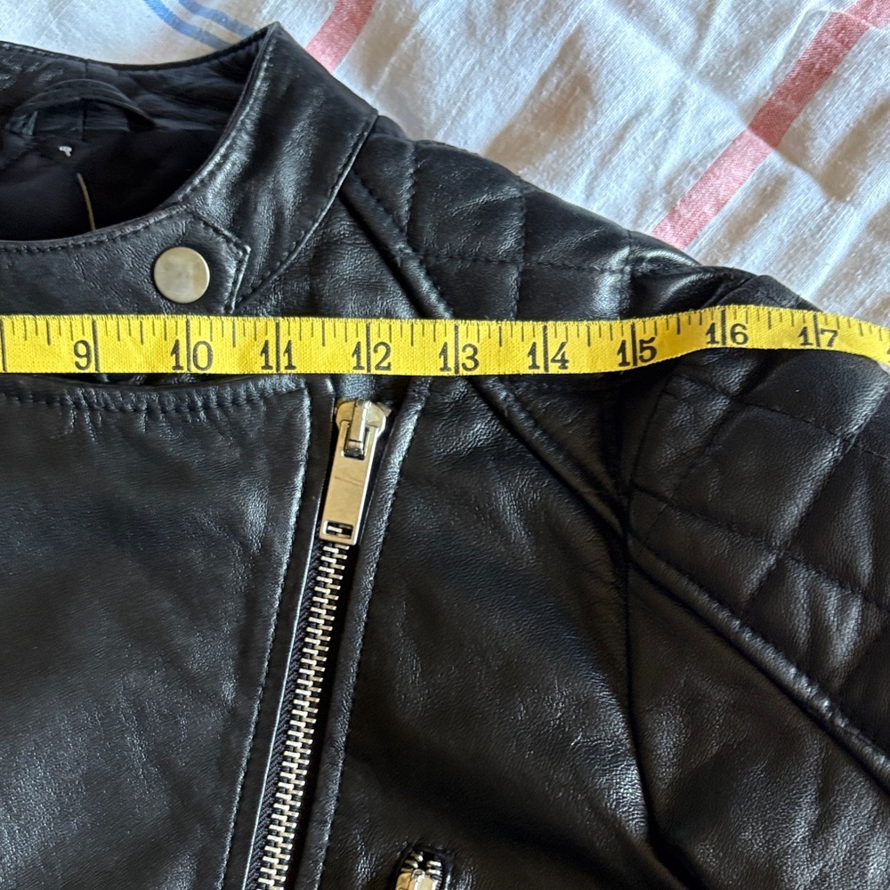 Source Unknown Black Leather Biker Jacket 100% Sheep Leather - Picture 10 of 13